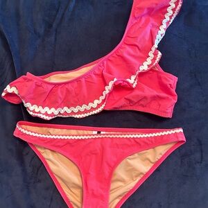 J. Crew Pink Bikini with White Trim